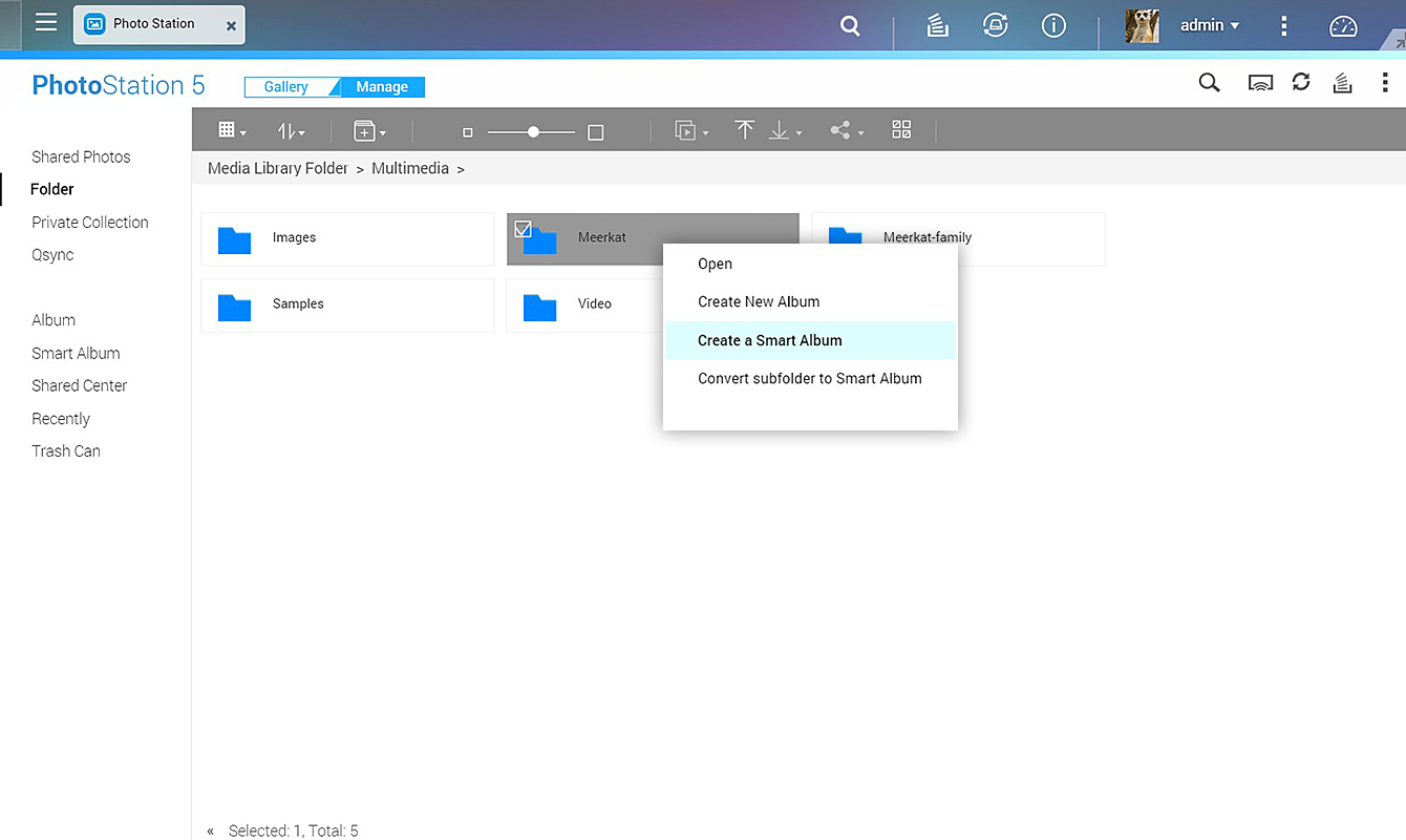 Photo Station - Import Folder to Album